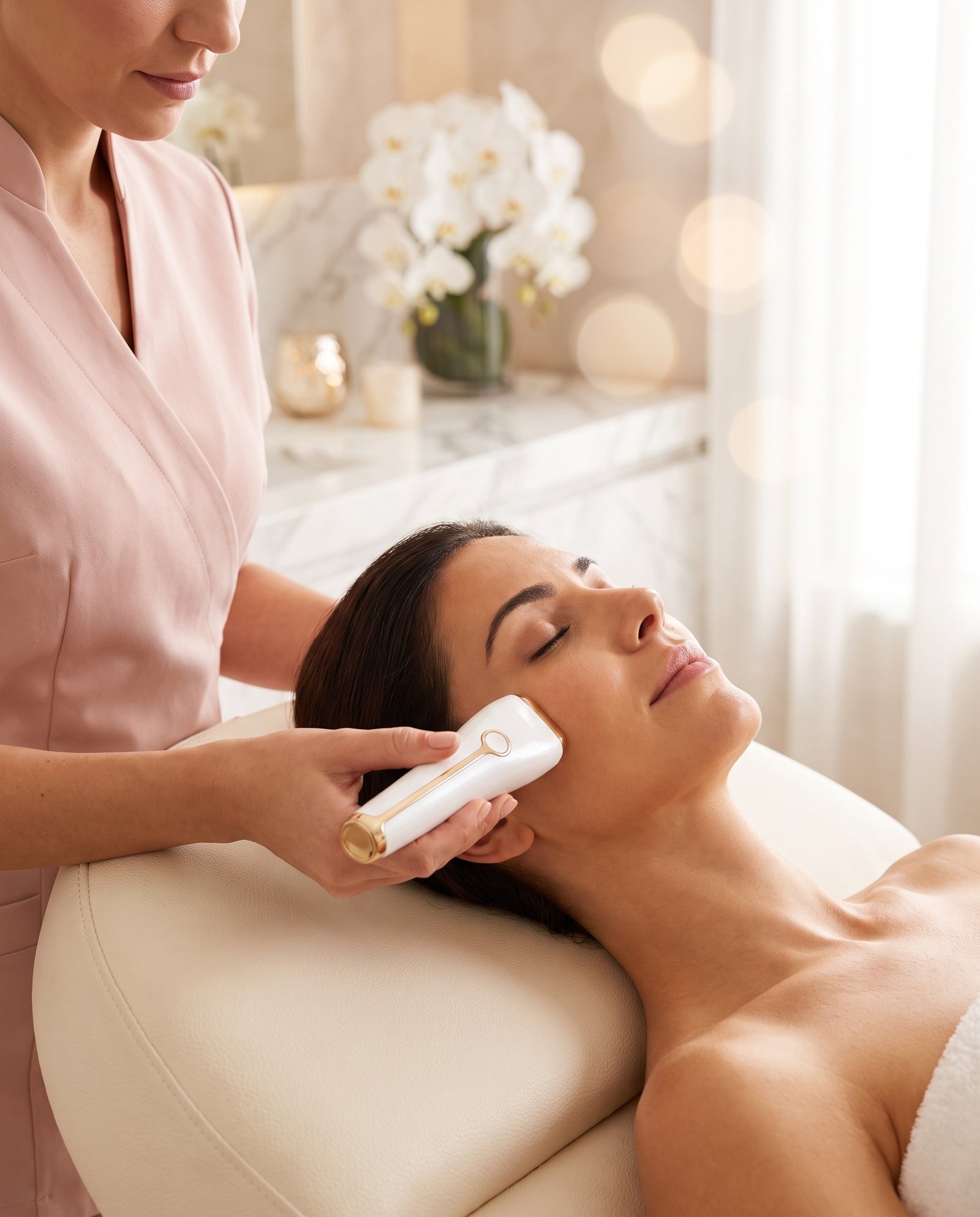 Tratamiento facial de estética avanzada en la cabina de Intissar Beauty, Barrio de Salamanca