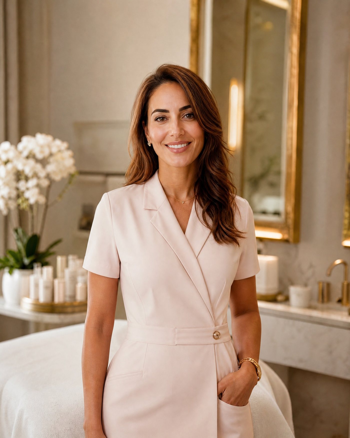 Retrato de una profesional de estética del centro en cabina